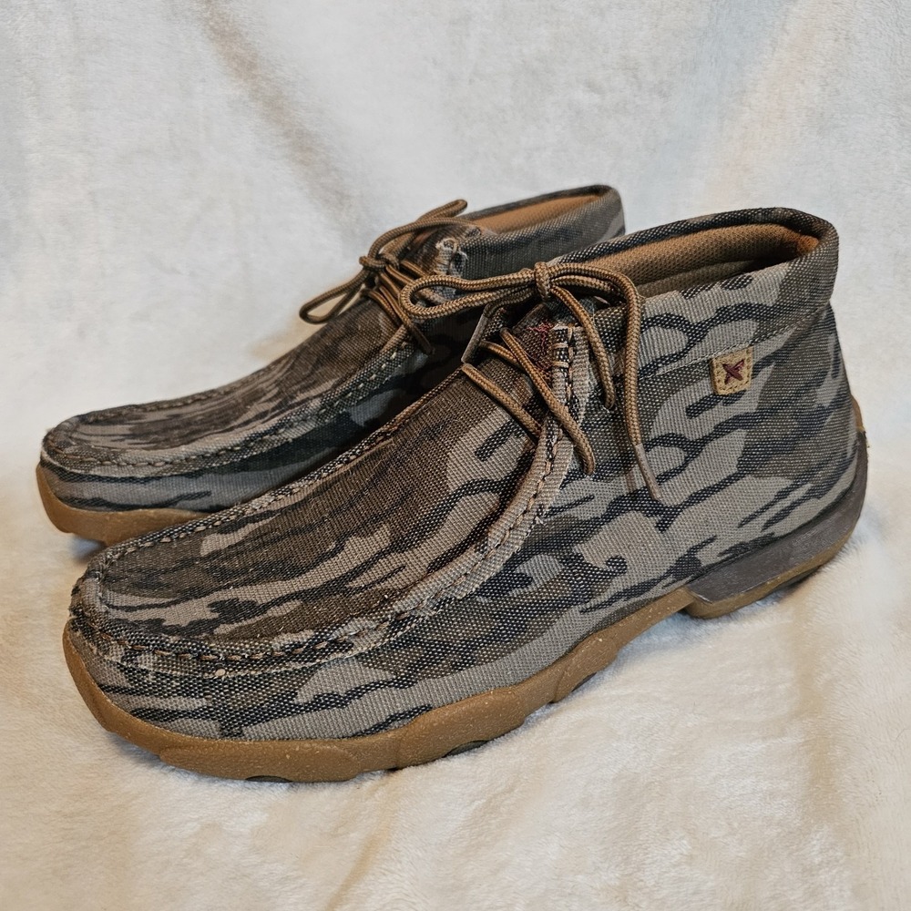 Twisted X Men's Mossy Oak Original Bottomland Driving Shoes Moc Toe Size 11M